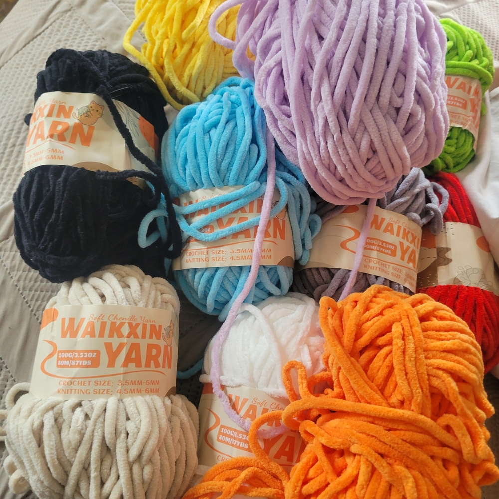 Waikxinn Yarn Bundle - Multi Color Chenille Velvet Yarn